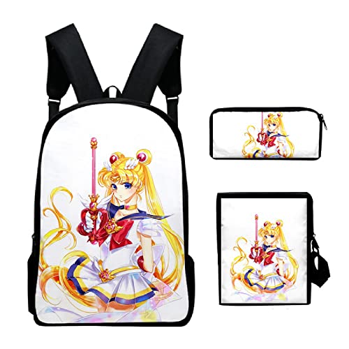 Anime Sailor Cat Moon Mochila para Portátil Casual Mochila Estampada para Niñas Niños Mochilas...