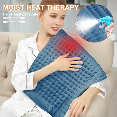 Image of Deepsoon Heating Pad-Electric Heating Pads for Back,Neck,Abdomen,Moist Heated Pad for Shoulder,Knee,Hot Pad for Pain Relieve,Dry&Moist Heat & Auto Shut Off(Blue, 33''x17'')