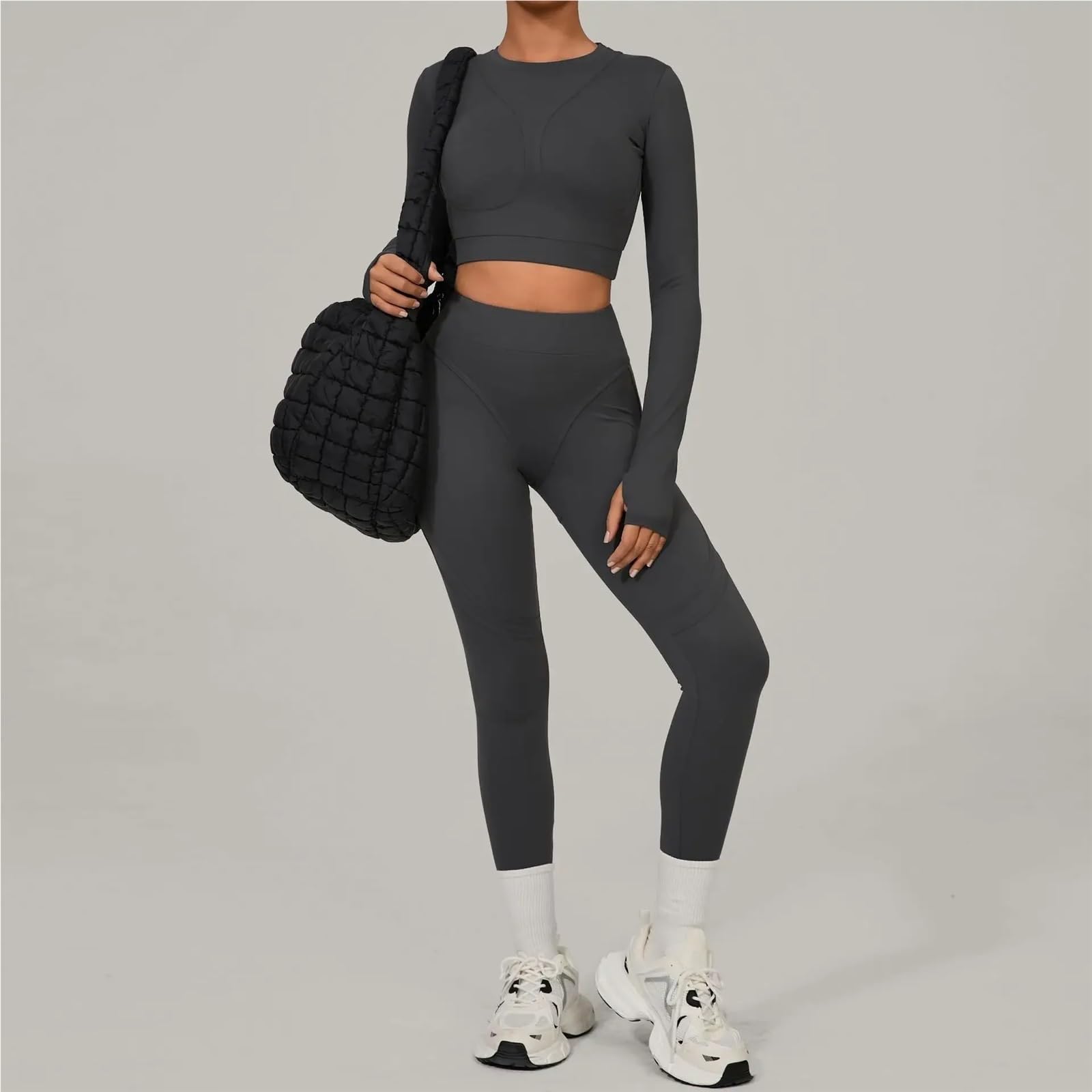 Set da yoga da donna Set da yoga donna Sport Fitness Vita alta Pesca Anca Skinny Grinding Corsa all'aperto a maniche lunghe