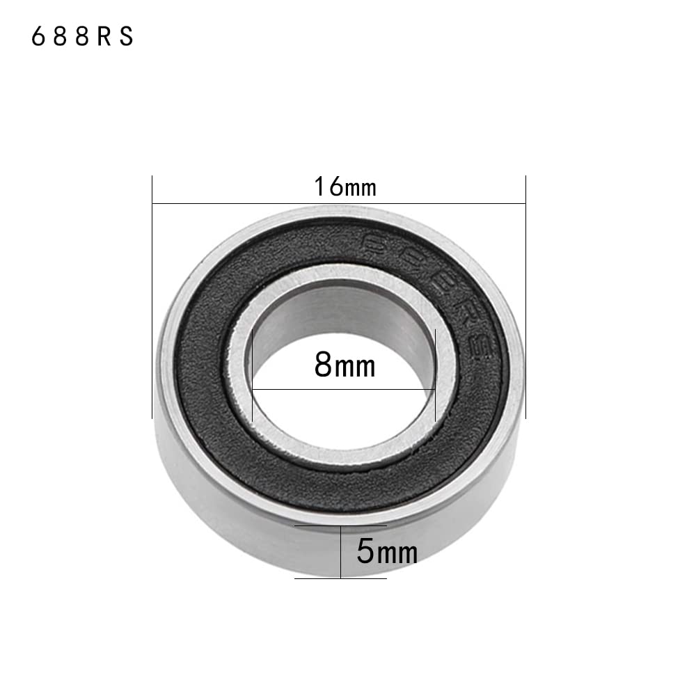 10 sztuk 688 2RS łożyska kulkowe 8 mm x 16 mm x 5 mm podwójnie zabezpieczone łożyska kulkowe zwykłe do majsterkowania, tokarek, silników, drukarek 3D, frezarek, różnych urządzeń mechanicznych itp.