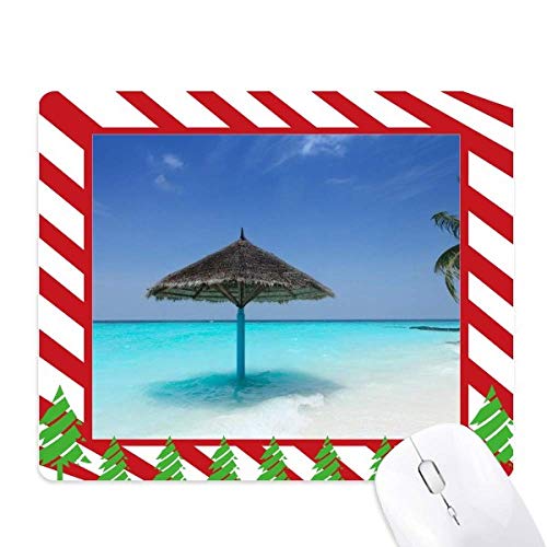 Tapis de souris en caoutchouc Ocean Beach avec motif d'arbre vert pour bureau