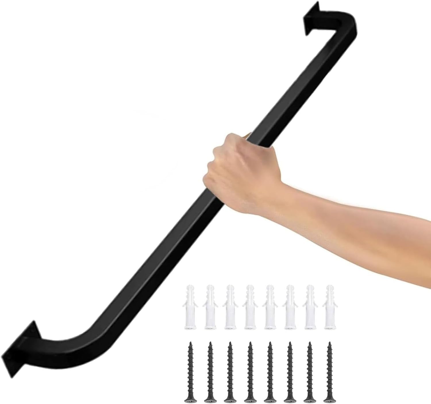 Wall Handrail for Stairs Steps, Metal Staircase Handrail, for Indoor Outdoor Steps, Wall Mount Support Rod Stairway Railing Safety Grab Rail - Complete Kit (Size: 1ft/30cm)