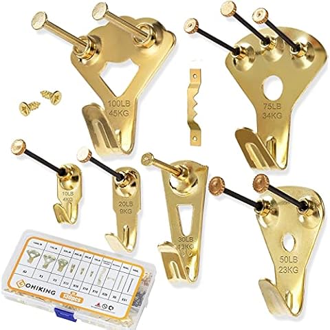 Picture Hanging Kit, 130pcs Picture Hangers with Nails That Withhold 10-100lb, Assorted Picture Hanging Hooks with Sawtooth Hangers for Wall Painting Mirror Clock Cover