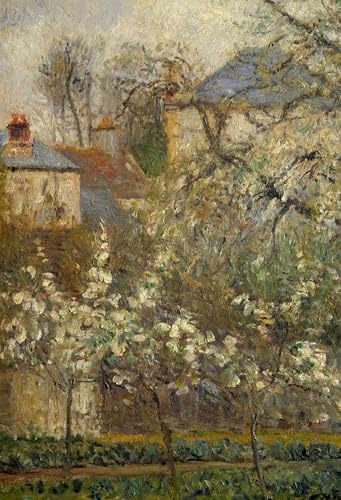 Art mural potager et arbres en fleurs printemps Pissarro solution décoration grand mur vide