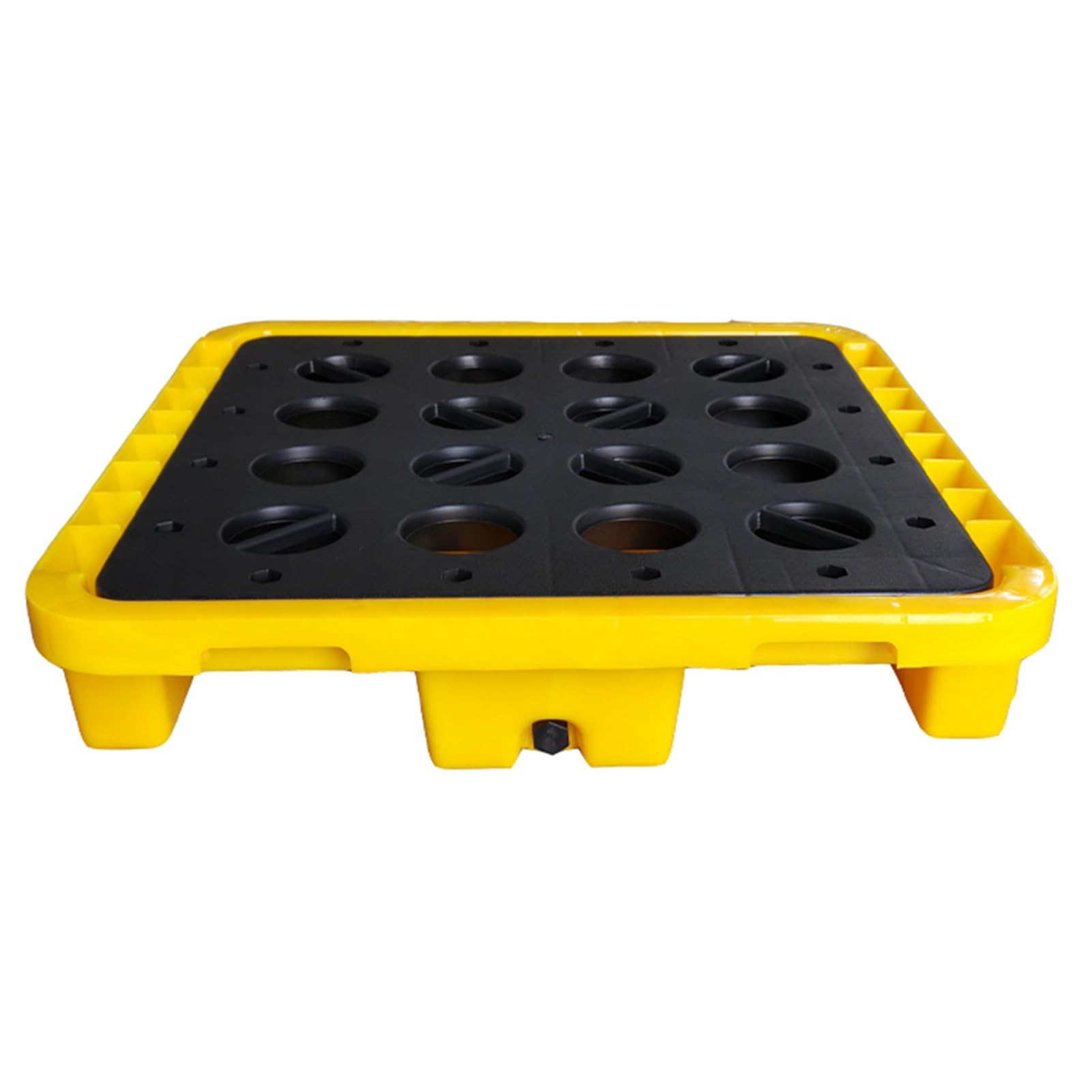 QUSYZD Modular Spill Containment Tray, Yellow & Black Polyethylene Platform for Oil Drums, Leakproof Spill Control Solution for Warehouses & Factories, Flat Top Gra,28.35x28.35x6.30in/72x72x16CM