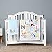 3 PCs Embroidery Elephant Whale Nursery Crib Bedding Set Blue Grey Phonix Alphabet Animal Pattern Baby Cot Bedding Set Quilt Fitted Sheet Skirt
