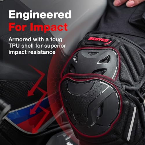 image for Scoyco Motocycle Knee Shin Pads for Adults - CE Level 1 Adjustable Mot