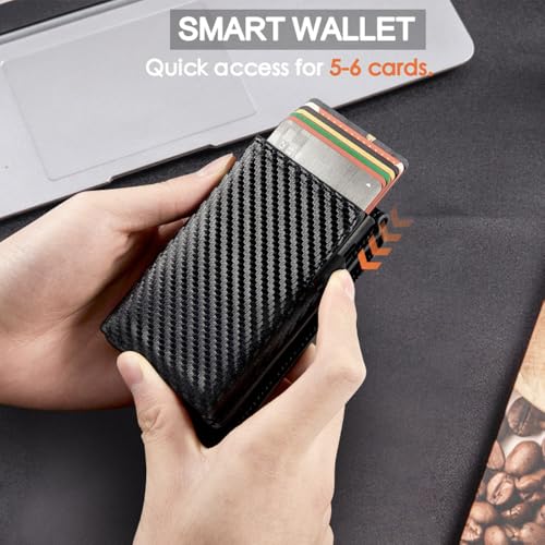 Men's wallet leather aluminium alloy Anti-demagnetization flip Bifold metal multi-functional credit card storage Carbon fiber black wallet for men2