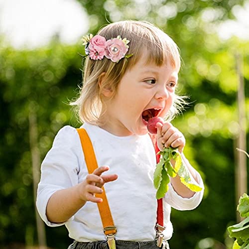 Maedack Presilhas de cabelo para bebês meninas, 3 peças, com laços de flores, presilhas de cabelo fl