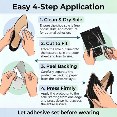 Non Slip Shoe Grips, 4 Pcs Adhesive Sole Protector, Trimmable for Shoes - 5