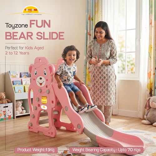 Image of Toyzone Fun Bear Slide for Kids | Baby Play Slide | Indoor & Outdoor Kids Slider | Easy Assembly | Safe Rounded Design | BIS Certified | Made in India |Kids Slide for 2-12 Years, Upto 70 kgs