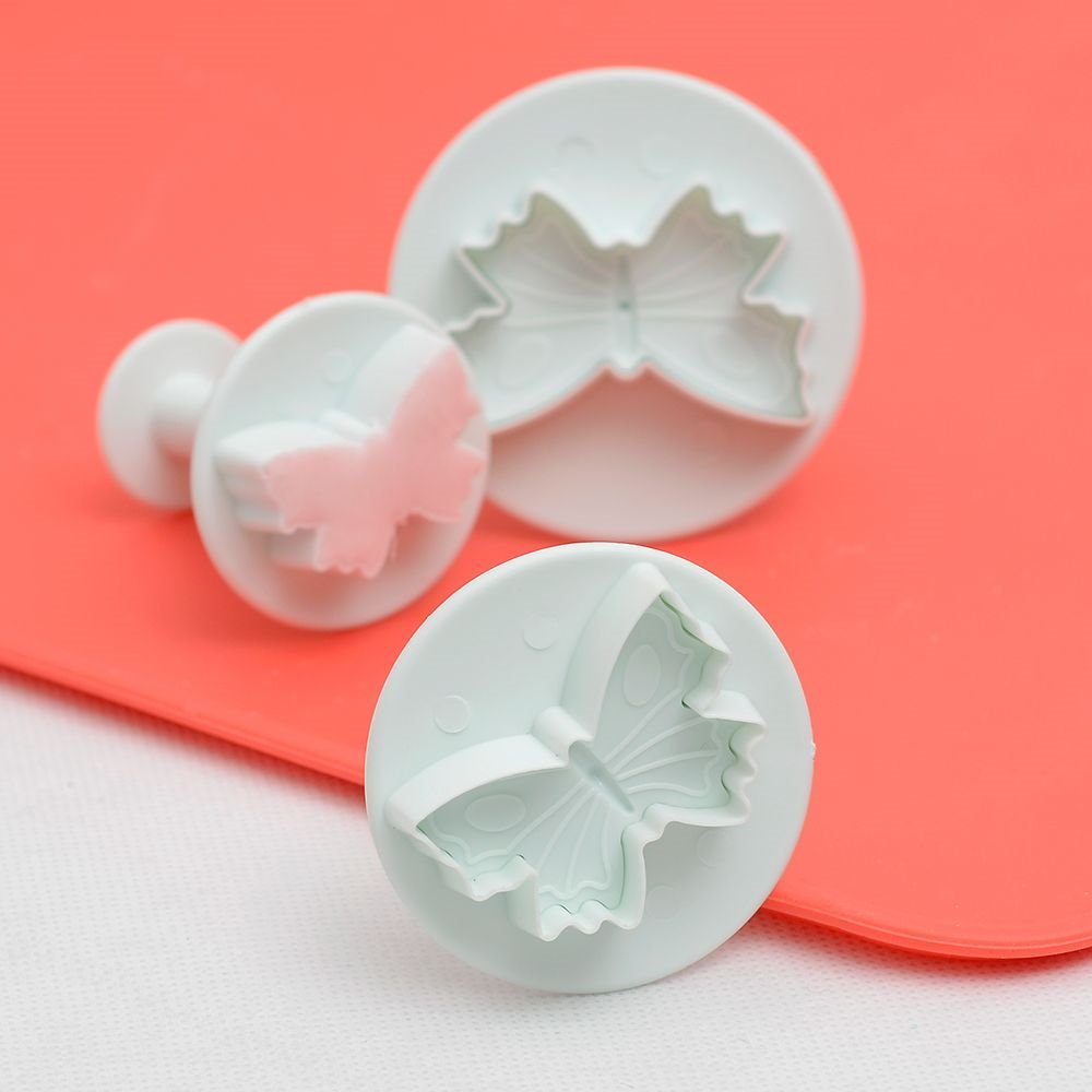 Juego de cortador de émbolo de fondant, herramientas de estampado de mariposas, sellos de galletas, frutas, galletas, azúcar, plastilina, herramientas de decoración para pasteles, cupcakes, 3