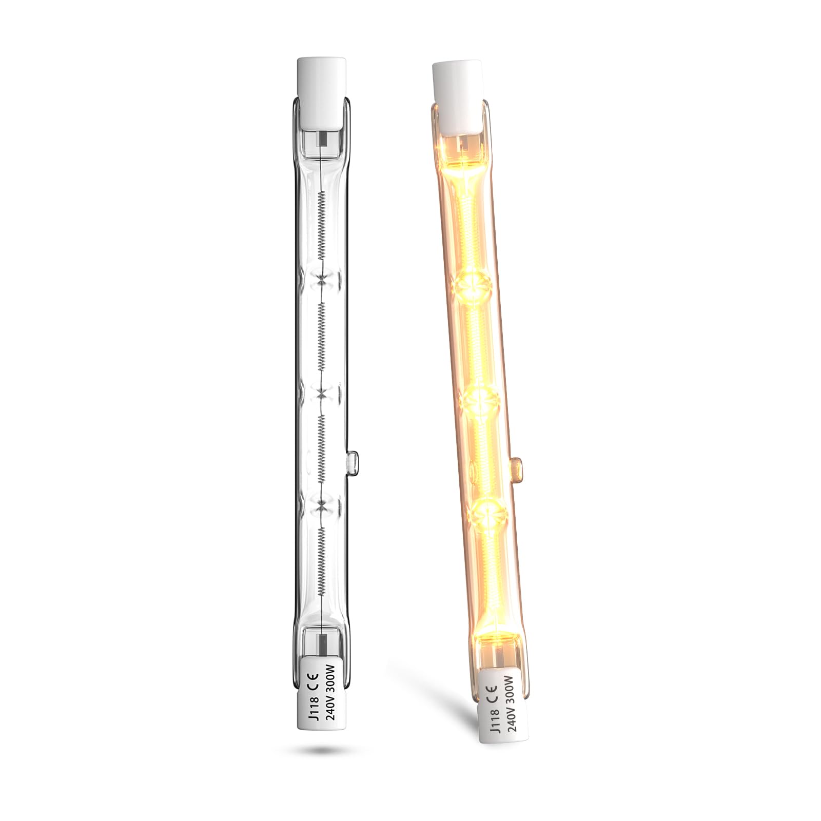 CucuGo R7s halogenlampen 118mm Dimmar 300W AC220-240V R7s linear Warmweiß 2800K Stiftprojektor halogenstrahler 5900lm für die beleuchtung von haus, arbeit, sicherheit, straßenlaterne, etc (2Pcs)