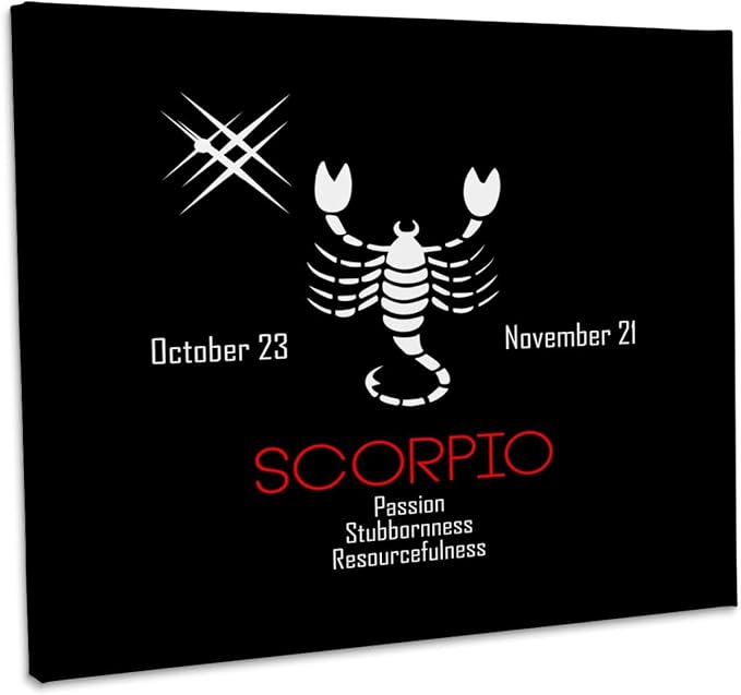 3dRose, Zodiac symbol Scorpio on black background, Museum Grade Canvas Wrap 10x8