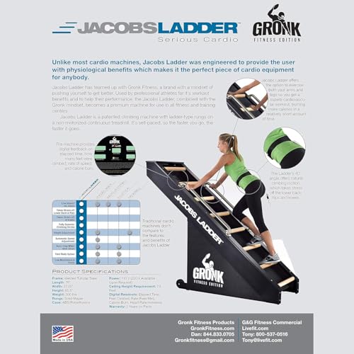 Image of JACOBS LADDER Gronk Edition Step Machine, Gronk Edition | Black | Dimensions 76 inch x 27.25 inch x 65.5 inch | 300 lbs