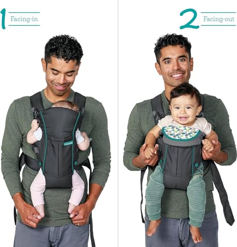 Infantino Swift Classic Carrier with Pocket, 2-Ways to Carry Carrier with Wonder Bib & Essentials Storage Front Pocket for Babies 7-26lb, Adjustable Strap, Gray - Image 3