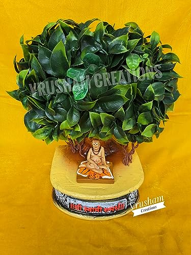 Image of Shri Swami Samarth Murti with Tree 1 Feet (LED Focus Light, resin, Multicolour)