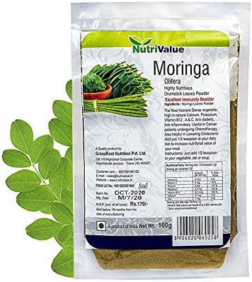 NutriValue Pure Organic Moringa Leaves Powder | Highly Nutritious | Rich in Vitamin B12, A & C | (Pack of 3) 100 g x 3
