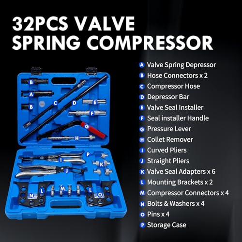 CCLIFE 25tlg Universal Druckluft Ventilfederspanner für 8, 16 oder 24 VentilenVentilschaftdichtung Montage Werkzeug mit Zange