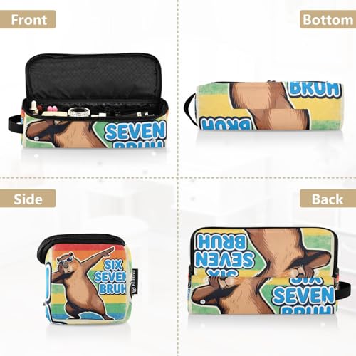 Bolsa de viaje y tapete resistente al calor para herramientas de cabello Hot Hair Tools con cremallera, organizador portátil para planchas y accesorios de cuidado capilar, modelo Six Seven Bruh Retro Capybaras miniatura 5