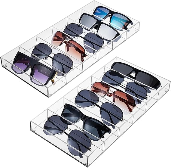 6-Slot Acrylic Sunglass Organizer - Stackable Clear Eyewear Storage Case for Sunglasses and Fashion Glasses tray-image-16