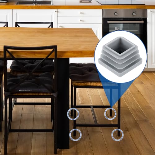 Image of uxcell 3 /4 inch (20mm) Square Tubing End Caps, 50 Pcs Plastic Hole Plugs Insert End Cap for Metal Tubing Post Chair Leg Table Bookshelves Furniture, Grey