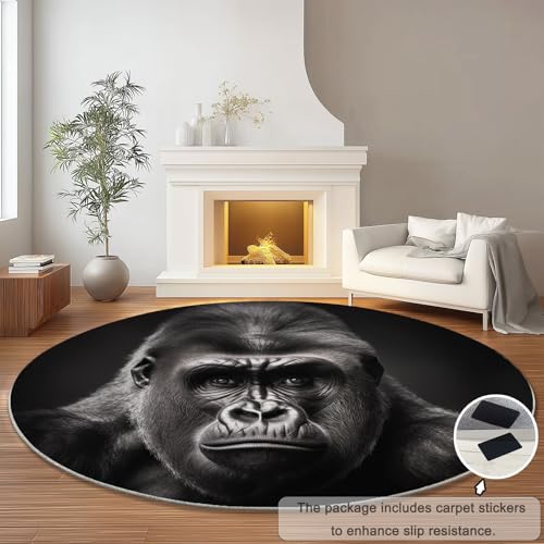 Tapis salon rond chimpanzé lavable machine moquette chambre - 7