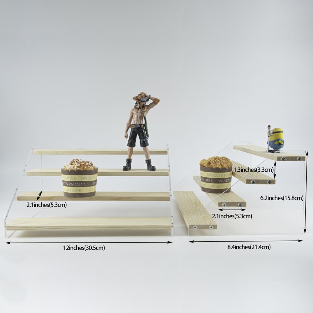 Acryl-Ständer mit 4 Ebenen, für Figuren, Holzerhöhungen, Vitrine für Handwerk, Fair, Acryl-Cupcake-Ständer für Desserts, Tischplatte, Schmuck-Displays für Handwerksshows, Parfüm-Regal (klein)