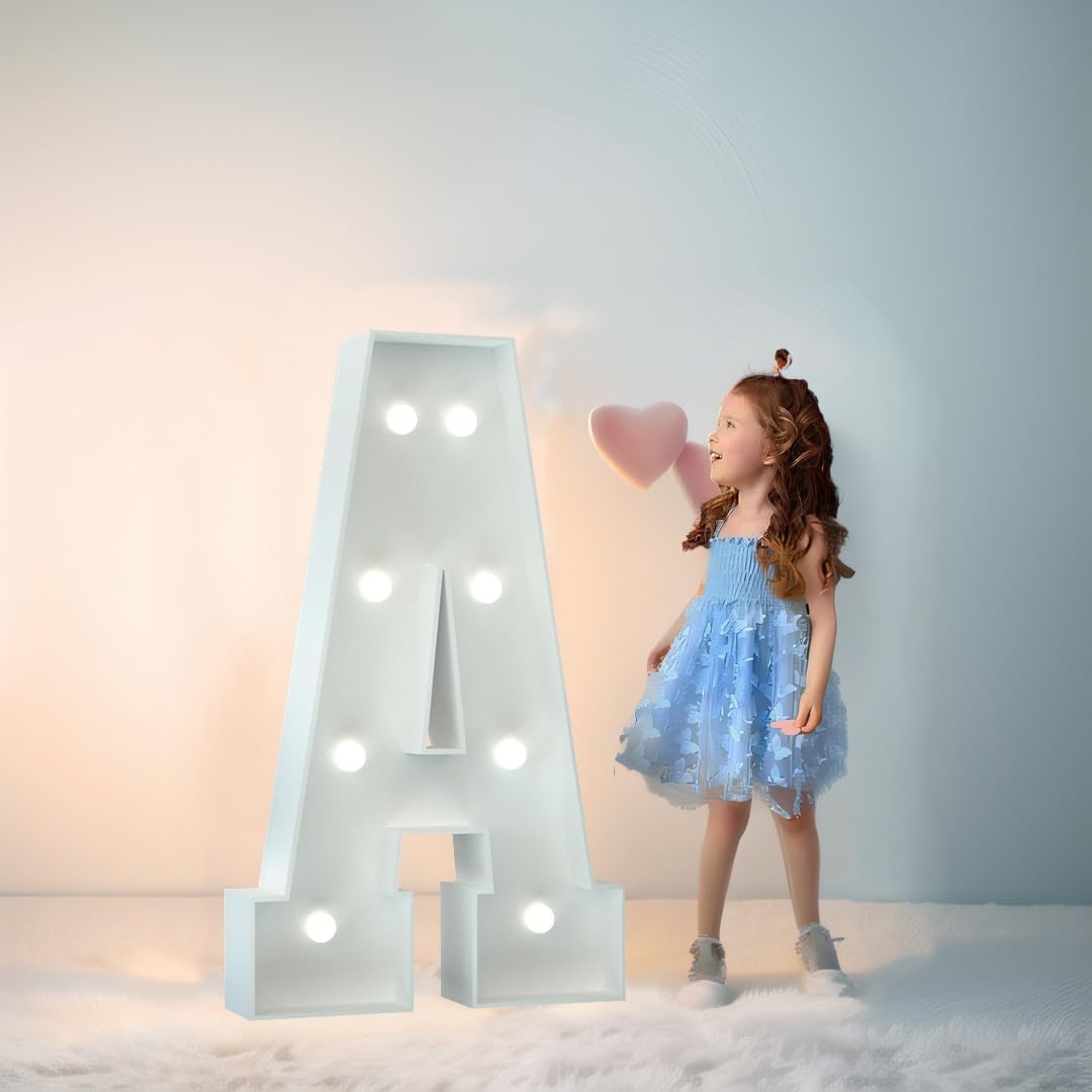 2.3FT/3.3FT/4FT Large Marquee Letters LED Light Up Sign White Light(Letter A,2.3FT/70CM)