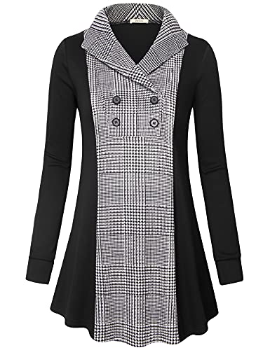 Bebonnie Womens Long Sleeve Casual V Neck Sweatshirts Pullover Tunic Tops with Buttons2