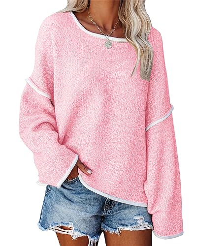 Image of SALENT Women's Casual Oversized Sweaters Loose Soft Chunky Knit Long Batwing Sleeve Pullover Sweater Outfit Sweatshirts Tops