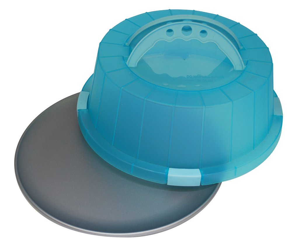 G & S Metal Products Company OvenStuff Nonstick Cake and Pastry Carrier with Matching Cover, 12'' in Diameter, Angel Blue, 12 x 4.8 x 12 inches (HGC45UH-BL)