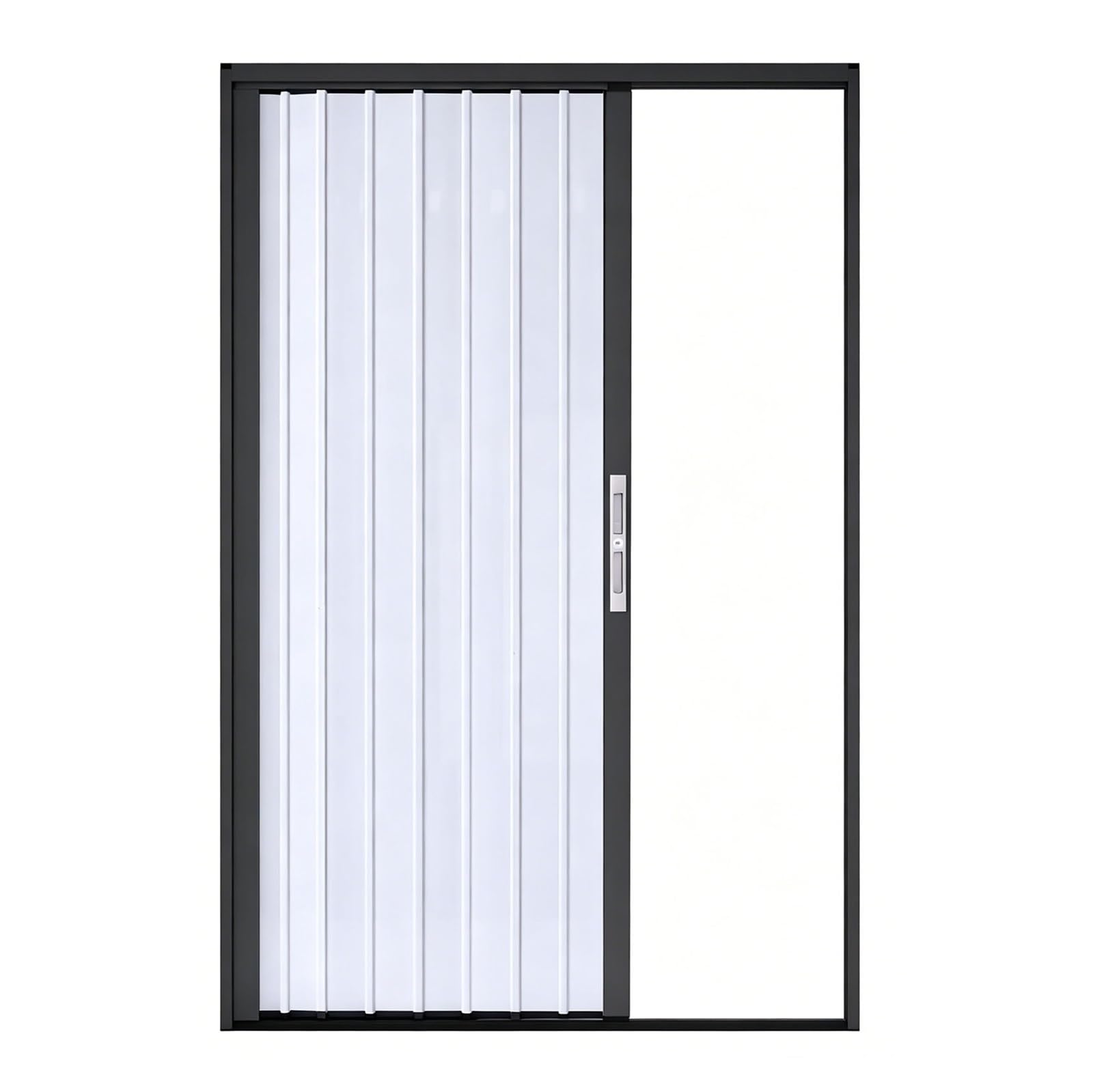 Heavy Duty Aluminum Folding Closet Door with Track, Retractable Accordion Partition Door for Interior Exterior, Bathroom Balcony Kitchen Garage Storage Room Divider(Black,24x80in(61x203cm))