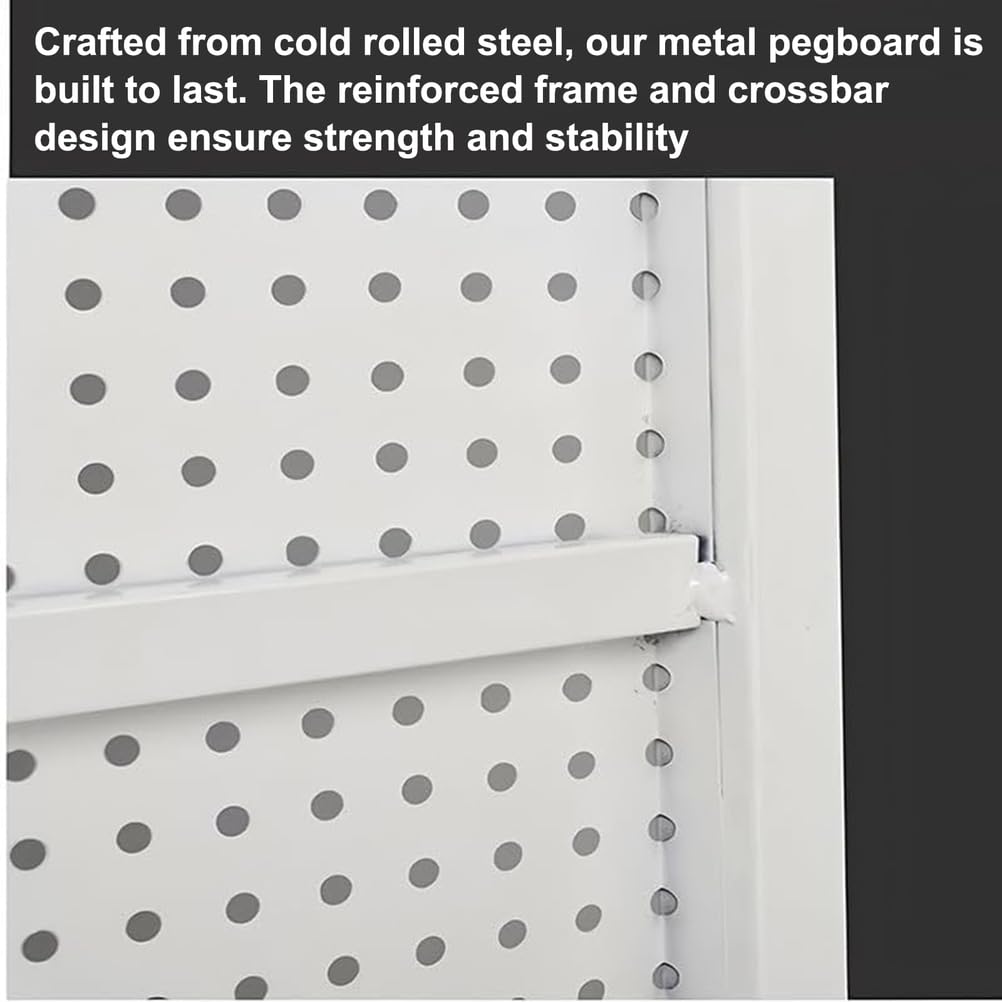Paneles Metálicos De Tablero Perforado, Tablero Organizador De Suelo con Gancho, Estante De Almacenamiento para Tableros Perforados, Ideal para El Hogar, La Cocina,100x50cm