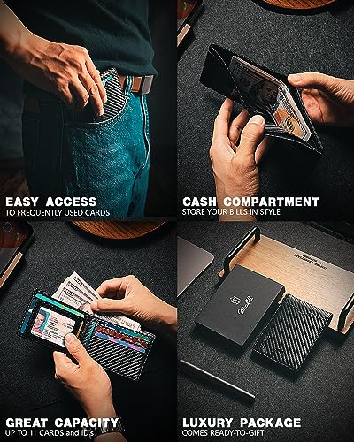 Zitahli Mens-Wallet-Slim-Leather-RFID Blocking Wallet for Men Minimalist Bifold Credit Card Holder with Gift Box2