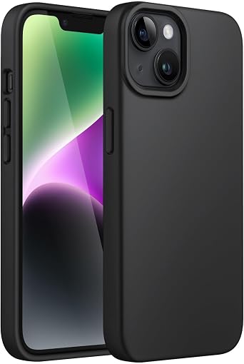 JETech Silicone Case for iPhone 14 6.1-Inch, Silky-Soft Touch Full-Body Protective Phone Case, Shockproof Cover with Microfiber Lining Black