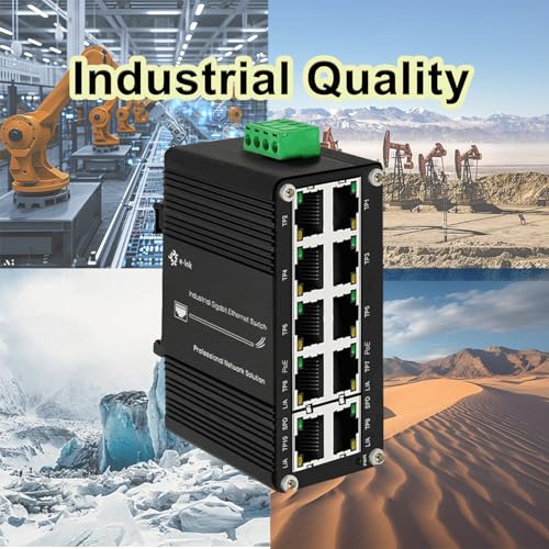 Image of Mini Industrial 10-Port Gigabit PoE+ Switch with 2 Uplink Ports, IEEE 802.3af /at 30W, 12~48V DC Redundant Power Input, Booster Function, Up to 240-watt PoE Budget, Din Rail Mount