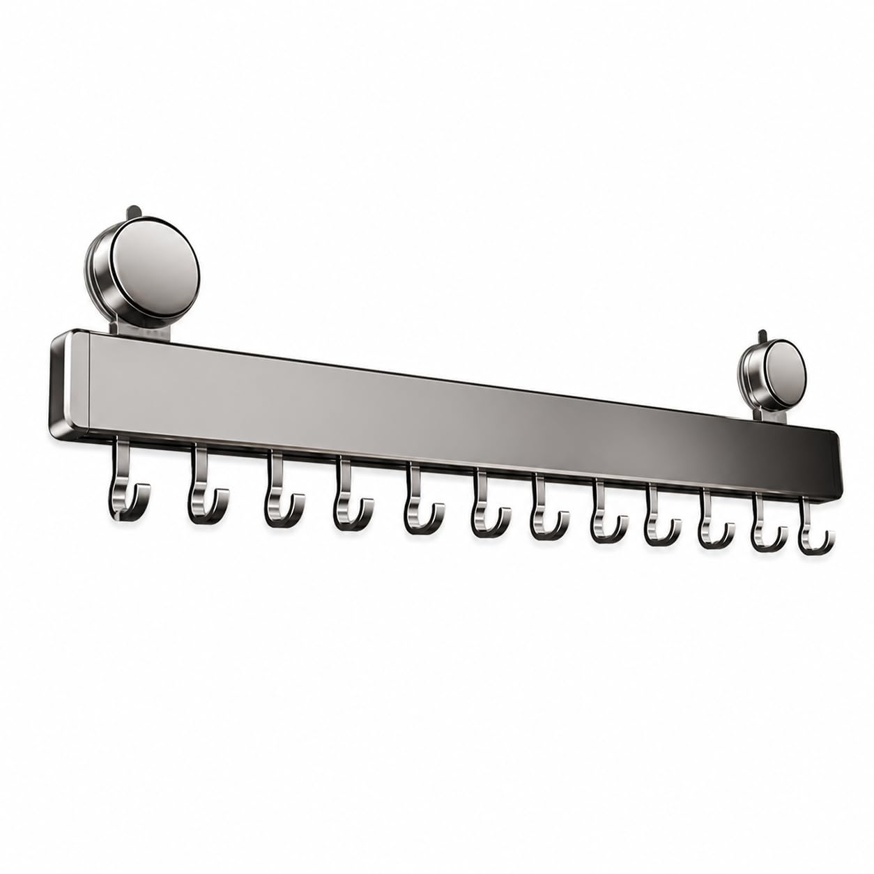 Perchero Ganchos Cocina Ventosas , Gancho gris pistola 60cm 12 ganchos