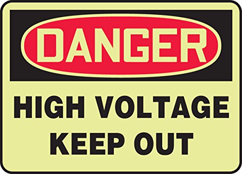 Signalétique Danger HIGH Voltage Keep Out luminescente en vinyle adhésif