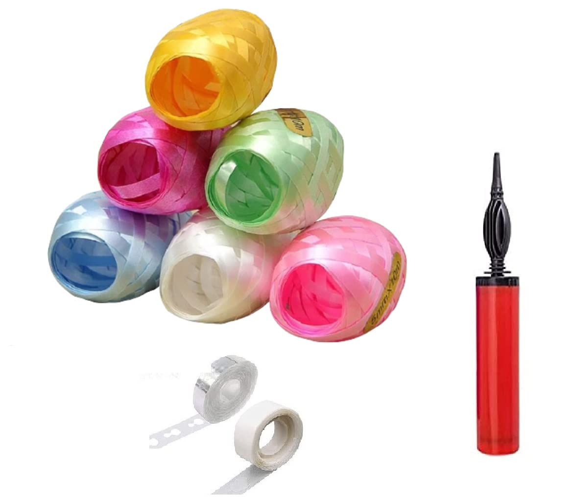 FI - FLICK IN 9 Pc Balloon Arch, 100 Glue Dots, 1 Balloon Pump with Curling Ribbon for Balloons Decoration for Birthday Lightweight Air Pump Balloons Pumper for Garland Party (Pack of 9,Multicolor)