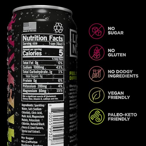 LMNT Sparkling Electrolyte Drink - Black Cherry Lime | 12-Count - Thumbnail 2