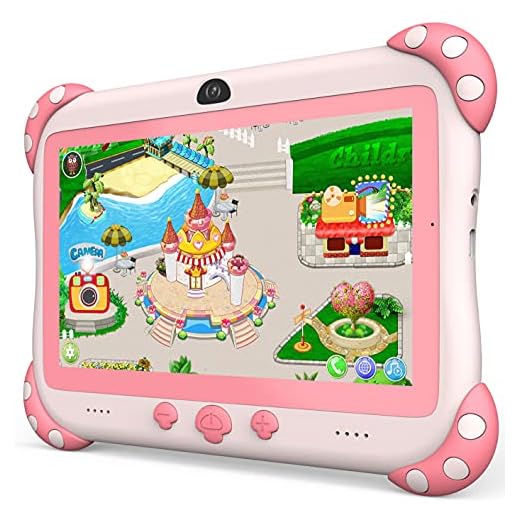 Kids Tablet 7 inch Tablet for Kids Wifi Kids Tablets 32G Android 10 Dual Camera Educational Games Parental Control, Toddler Tablet with Kids Software Pre-Installed Kid-Proof YouTube Netflix (Pink)