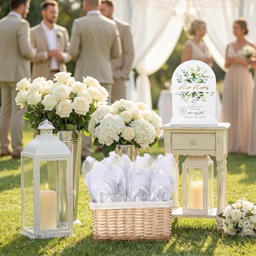 Image of 24 Pairs Bulk Flip Flops for Wedding Guests | Reception Sandals, Wedding Party Favors with Sign, Size Cards, Bagged, Dance Floor Slippers