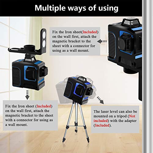 HANMATEK LV3D Green Beam Self-Leveling Laser Level 3x360 Cross Line Three-Plane Leveling and Alignment Laser Level,Two 360° Vertical and One 360° Horizontal Line floor tile construction, marking tool - Thumbnail 3