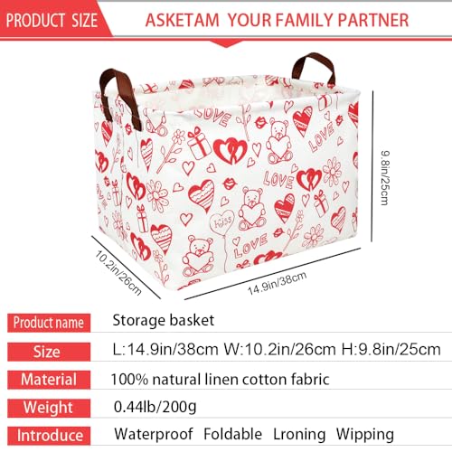 Image of Valentine's Day Basket Gift for Empty Cute Heart Large Storage Bin for Kid and Baby Room Decor (Bear Love)
