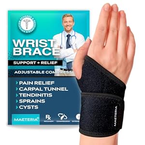 Wrist Brace – Adjustable Compression Support for Carpal Tunnel, Arthritis, Tendonitis, Sprains & RSI – Fits Left & Right Hand – Breathable Wrist Support for Men & Women