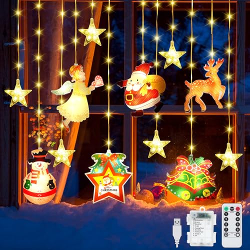 YeahBoom Weihnachtsbeleuchtung Fenster,114 LED Fensterdeko Vorhang,...