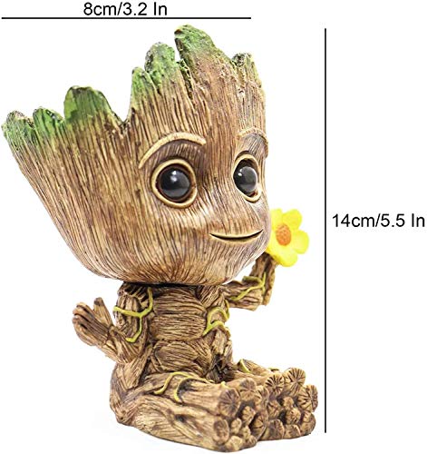 SLOCME Pot de fleurs Groot – Les Gardiens de la Galaxie pour pot à stylo, décoration de bureau, pot de fleurs avec trou de drainage – Image 4