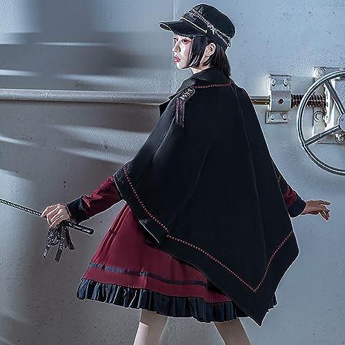 Military Lolita Cape Women Cloak Black Victorian Dress Outerwear Gothic Cape Coat Girls(Color:Red,Size:Small) steampunk buy now online Military Lolita Cape Women Cloak Black Victorian Dress Outerwear Gothic Cape Coat Girls(Color:Red,Size:Small) steampunk buy now online
