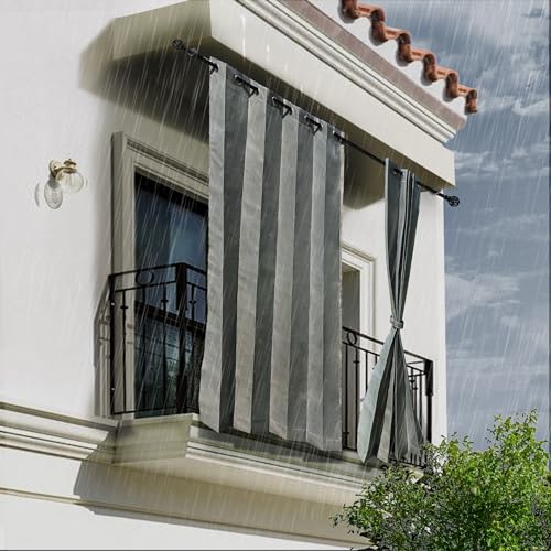 Image of HIPPO Heavy Duty Waterproof Outdoor Curtain 260 GSM - HDPE Coated Light Filtering Curtain for Lawn, Garden, Patio, Balcony & Hotel Outdoor Areas (4 Feet X 4.5 Feet, 2IN1 Pebble-Grey, 2 PC)